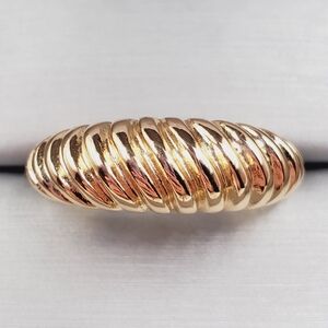 Yellow Gold Plated Shrimp - Croissant  Dome Statement Ring